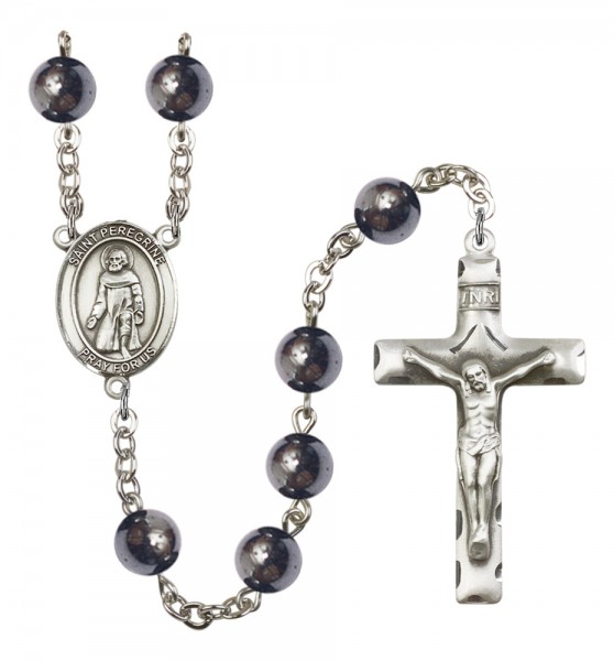 Men's St. Peregrine Laziosi Silver Plated Rosary - Silver