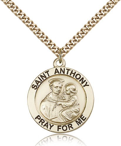 Round Saint Anthony Medal - Quarter Size - 14KT Gold Filled