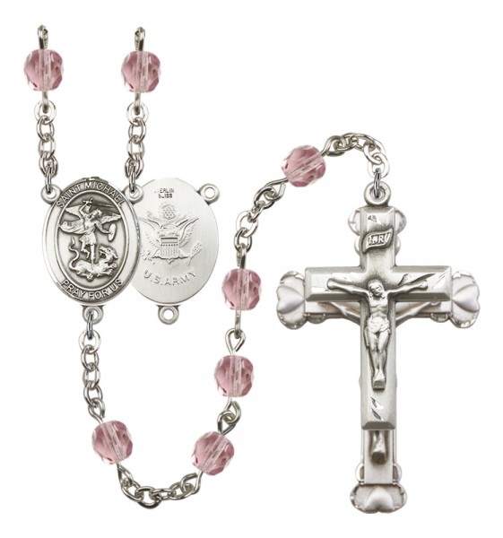 Women's St. Michael Army Birthstone Rosary - Light Amethyst