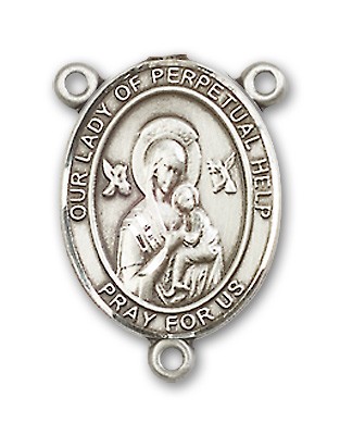 Our Lady of Perpetual Help Rosary Centerpiece Sterling Silver or Pewter - Sterling Silver