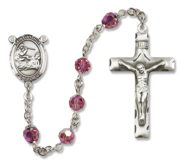 St. Joshua Sterling Silver Heirloom Rosary Squared Crucifix - Rose