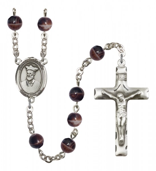 Men's St. Philip Neri Silver Plated Rosary - Brown