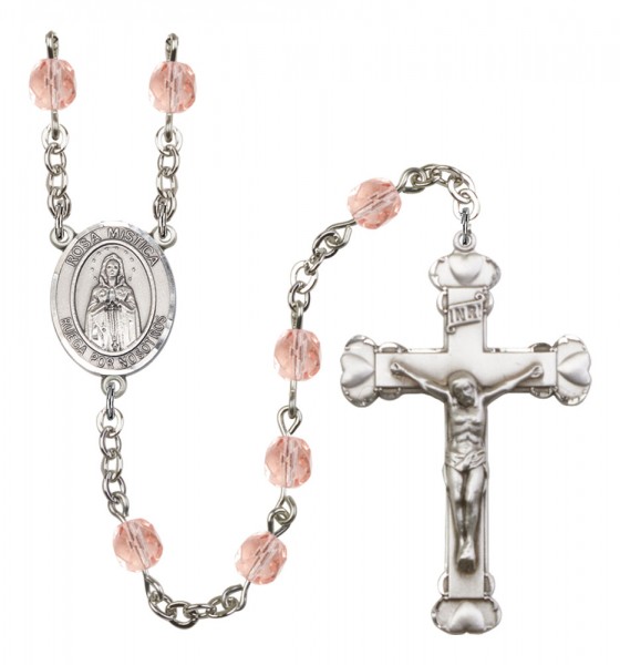 Women's Our Lady Rosa Mystica Birthstone Rosary - Pink