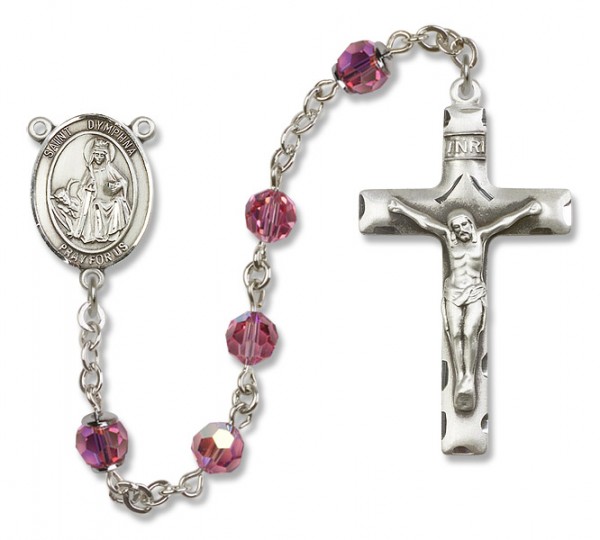 St. Dymphna Sterling Silver Heirloom Rosary Squared Crucifix - Rose