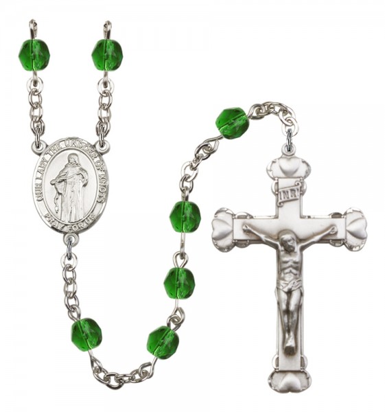 Women's Our Lady the Undoer of Knots Birthstone Rosary - Emerald Green