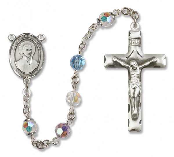 St. John Berchmans Sterling Silver Heirloom Rosary Squared Crucifix - Multi-Color