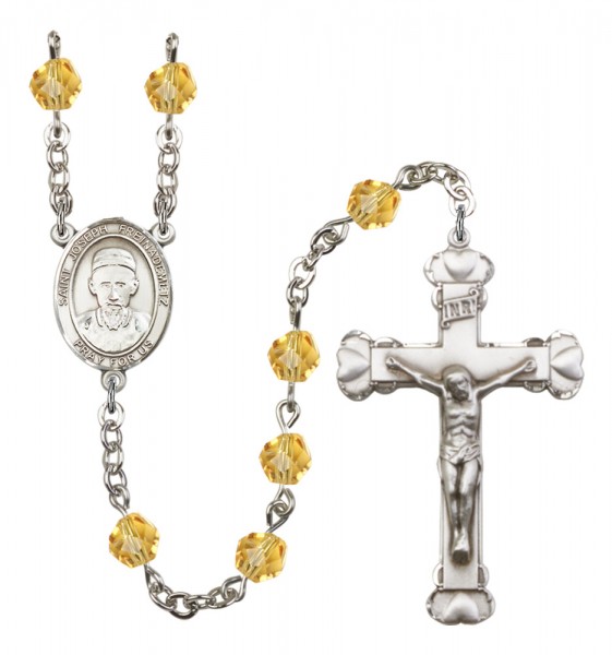 Women's St. Joseph Freinademetz Birthstone Rosary - Topaz