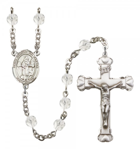 Women's St. Isidore the Farmer Birthstone Rosary - Crystal