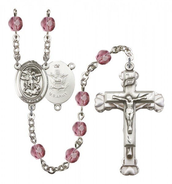 Women's St. Michael Army Birthstone Rosary - Amethyst