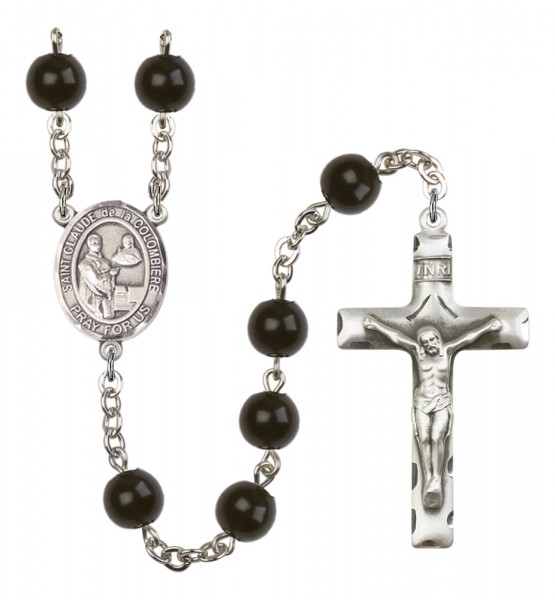 Men's St. Claude de la Colombiere Silver Plated Rosary - Black