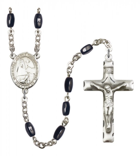 Men's St. Jeanne Chezard de Matel Silver Plated Rosary - Black | Silver