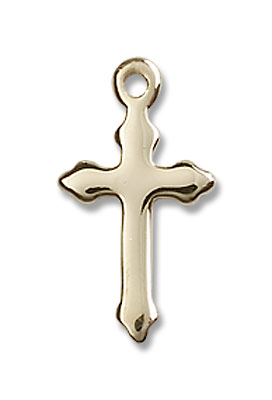 Women's Budded Tip Cross Necklace - 14K Solid Gold
