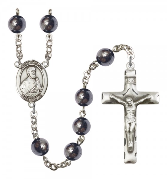 Men's St. Thomas the Apostle Silver Plated Rosary - Silver