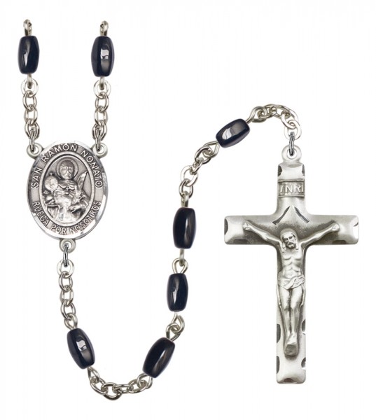 Men's San Raymon Nonato Silver Plated Rosary - Black | Silver