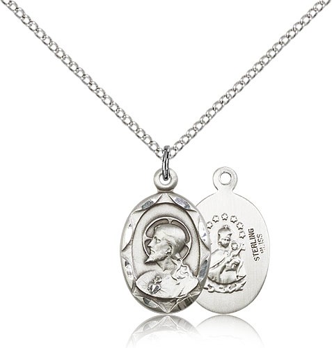 Profile of Christ Scapular Medal Necklace - Sterling Silver