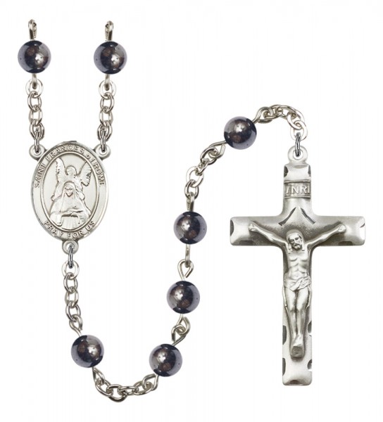 Men's St. Frances of Rome Silver Plated Rosary - Gray
