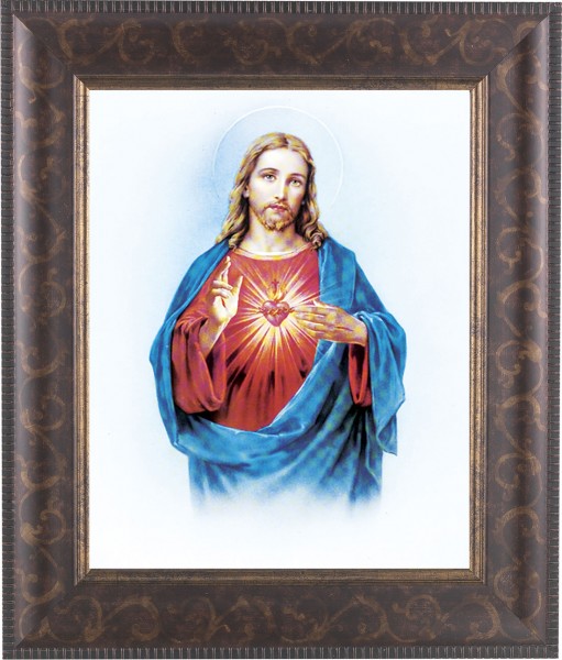 Sacred Heart of Jesus 8x10 Framed Print Under Glass - #124 Frame