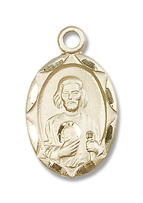 Small Oval St. Jude Medal - 14K Solid Gold