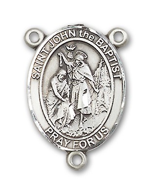 St. John the Baptist Rosary Centerpiece Sterling Silver or Pewter - Sterling Silver