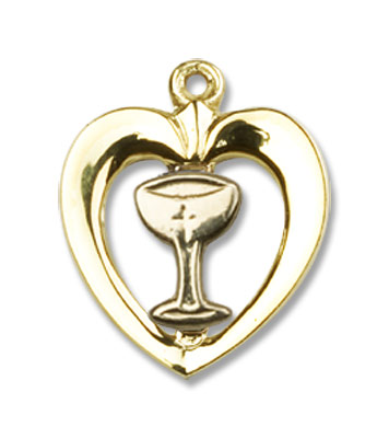Heart Shaped Chalice Medal - 14K Solid Gold