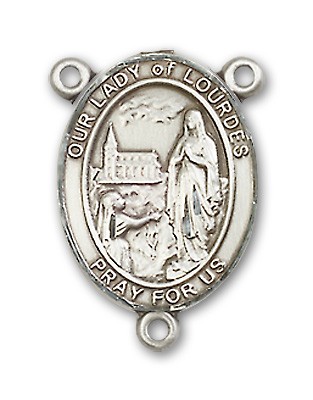 Our Lady of Lourdes Rosary Centerpiece Sterling Silver or Pewter - Sterling Silver