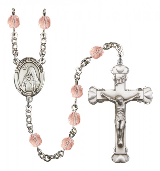 Women's St. Teresa of Avila Birthstone Rosary - Pink