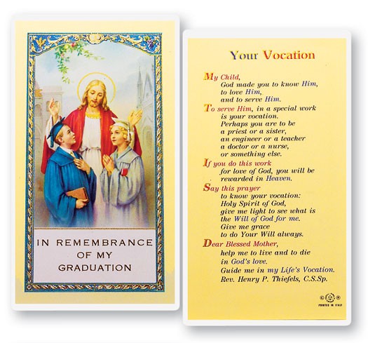 Your Vocation Guidance Laminated Prayer Card - 25 Cards Per Pack .80 per card
