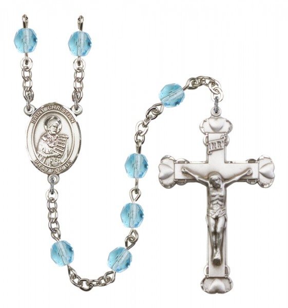 Women's St. Christian Demosthenes Birthstone Rosary - Aqua