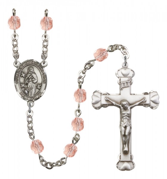 Women's Our Lady of Assumption Birthstone Rosary - Pink
