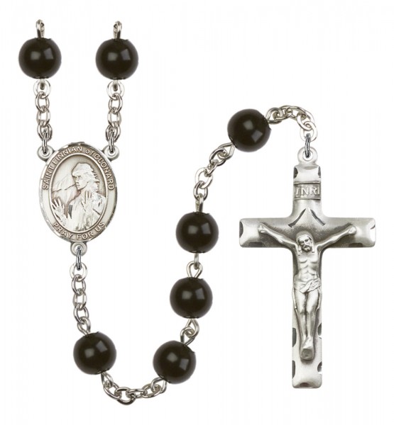 Men's St. Finnian of Clonard Silver Plated Rosary - Black
