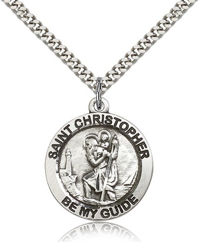 Men's Be My Guide St. Christopher Necklace - Sterling Silver