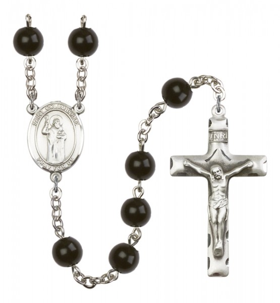 Men's St. Columbkille Silver Plated Rosary - Black