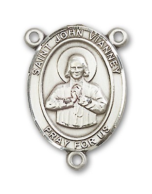 St. John Vianney Rosary Centerpiece Sterling Silver or Pewter - Sterling Silver