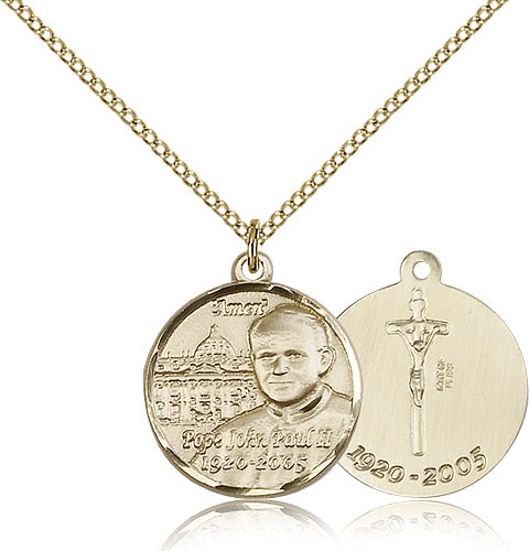 Women's Saint John Paul II with Vatican Medal - 14KT Gold Filled