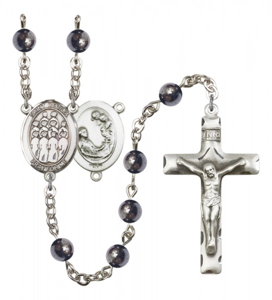 Men's St. Cecilia Choir Silver Plated Rosary - Gray