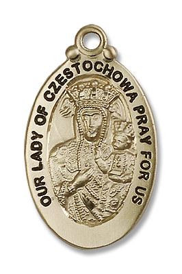 Men's Double-Sided Our Lady of Czestochowa Medal - 14K Solid Gold