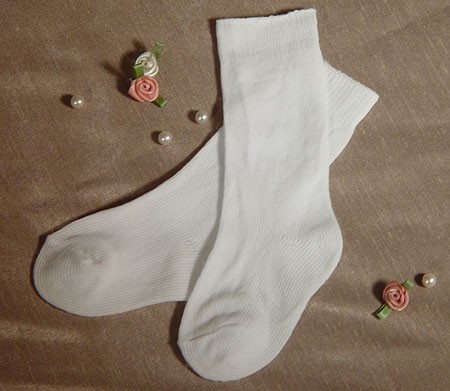 White Knee Length Christening Sock - White
