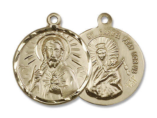 Men's Scapular and Our Lady of Mount Carmel Necklace - 14K Solid Gold