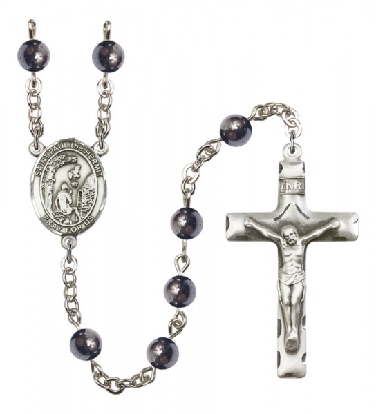 Men's St. Paul the Hermit Silver Plated Rosary - Gray