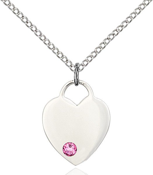 Small Heart Shaped Pendant with Birthstone Options - Rose