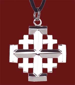 Stainless Steel Jerusalem Cross Pendant - 1 1/4&quot; H - Silver