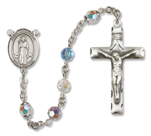 St. Barnabas Sterling Silver Heirloom Rosary Squared Crucifix - Multi-Color