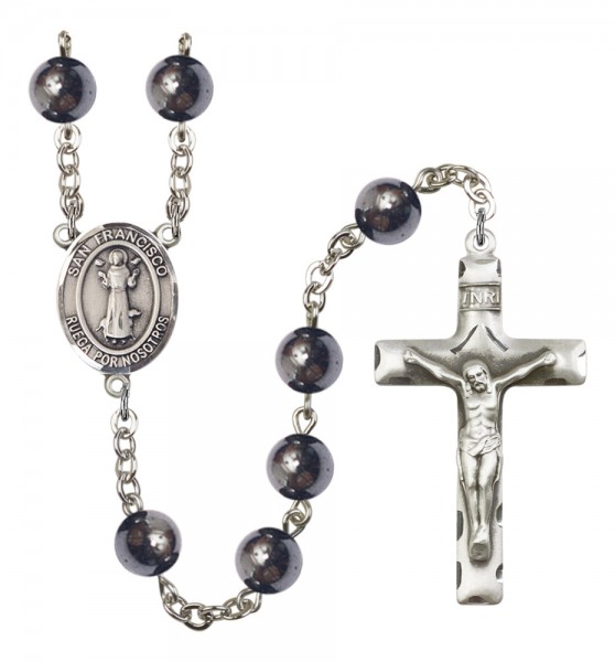Men's San Francis Silver Plated Rosary - Silver
