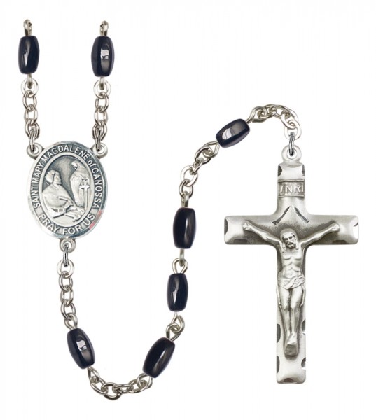 Men's St. Mary Magdalene of Canossa Silver Plated Rosary - Black | Silver