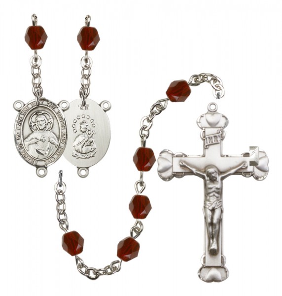 Women's Scapular Birthstone Rosary - Garnet