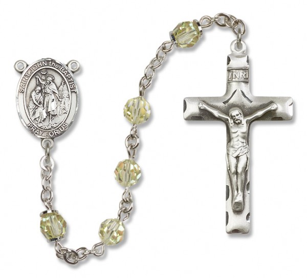 St. John the Baptist Sterling Silver Heirloom Rosary Squared Crucifix - Jonquil
