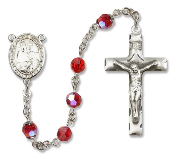 Jeanne Chezard de Matel Sterling Silver Heirloom Rosary Squared Crucifix - Ruby Red
