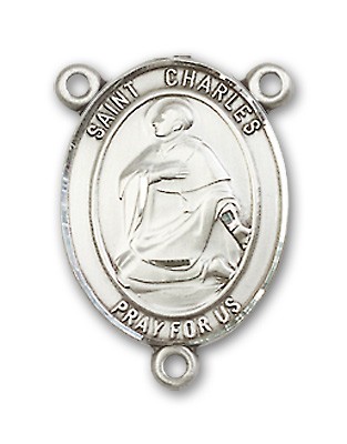 St. Charles Borromeo Rosary Centerpiece Sterling Silver or Pewter - Sterling Silver