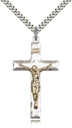 Classic Matte Crucifix Pendant Two-Tone - Two-Tone