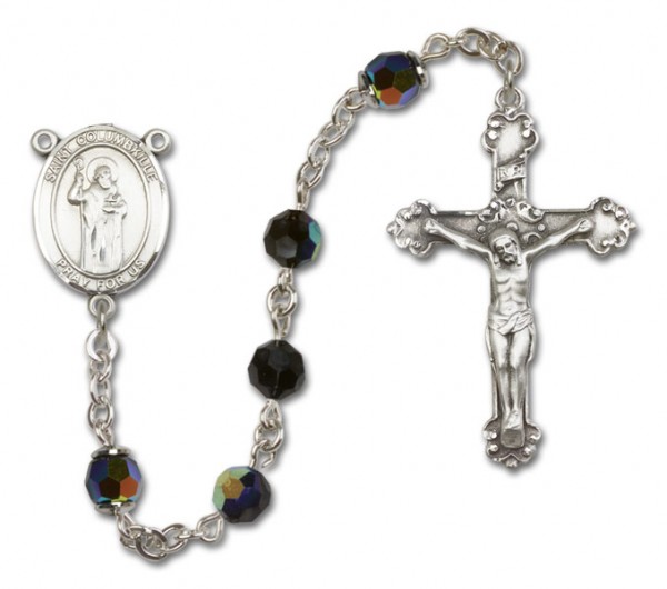 St. Columbkille Sterling Silver Heirloom Rosary Fancy Crucifix - Black
